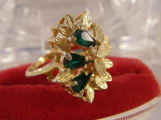 Vintage 14K HGF Emerald Stones Ring Size 5  