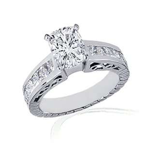 90 Ct Cushion Cut Diamond Vintage Engagement Ring Set CUT VERY GOOD 