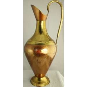   Nice Large Vintage Belgian Copper Brass Pitcher Ewer 