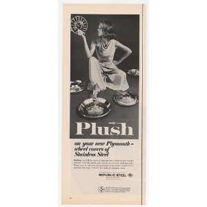  1967 Republic Steel Plush Wheel Covers Plymouth Print Ad 