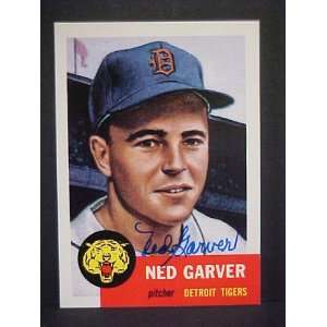 Ned Garver Detroit Tigers #112 1953 Topps Archives Autographed 
