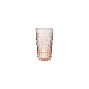  Vintage Pink Glass Votive Holder (fleur de lis)
