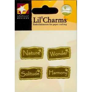  Nature Words Gold Lil Charms for Scrapbooking (LC0091 