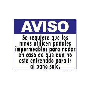  Notice Swim Diapers Required Spanish Sign 7924Ws1210S 