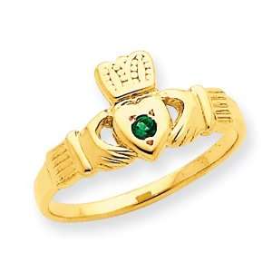  14k Green CZ Claddagh Ring Jewelry