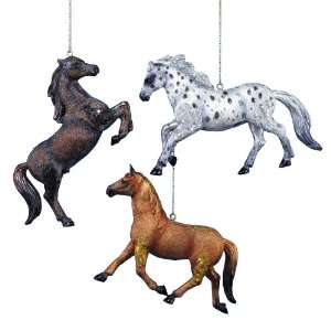 Resin Horse Ornaments with Metallic Style Paint and Glitter Appaloosa 