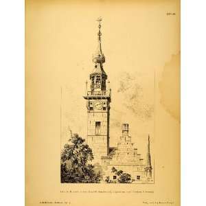  1891 Print City Hall Tower Veere Holland Architecture 