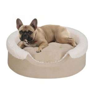   Faux Suede Oval Cuddler Pet Bed with Ivory Microberber