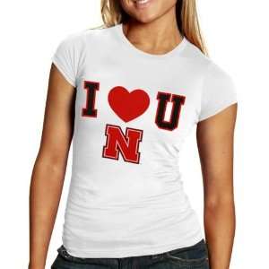  Nebraska Cornhuskers Ladies White I Heart You T shirt 