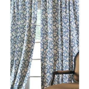  Cirque Blue Printed All Cotton Curtains and Drapes 50x120 