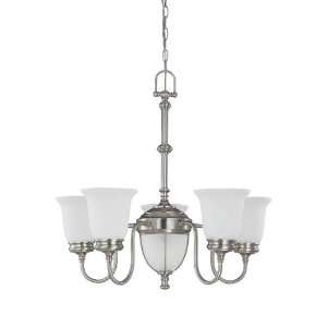 Nuvo 60/2806 5 Light Chandelier with Frosted Linen Glass 