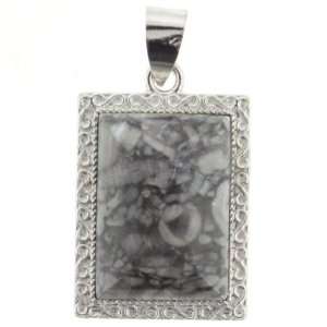  Pendants   Insect Fossil Jasper With Silver Plated Frame 