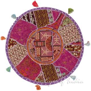   Round Floor Throw Cushion with Stunning Patchwork (Barmer , India
