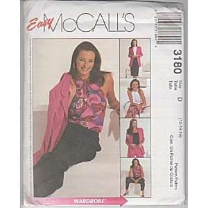  McCalls Misses Pattern 3180 Jacket, Top, Pants and Skirt 