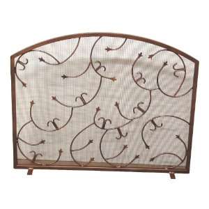    Mediterranean Flat Fireplace Screen with Arched Top