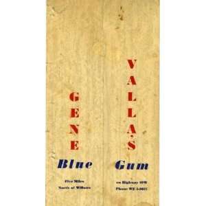  Gene Vallas Blue Gum Menu Willow California 1950s 