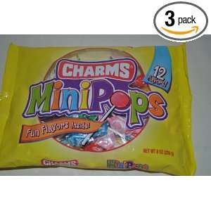 Charms Mini pops 12 Flavor Variety Bag Lollipops   3 Pack  