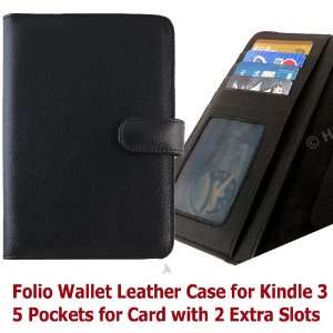  Passport Folio Wallet Leather Case for Kindle 3 Fits 6 