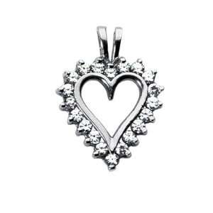  1 Carat Diamond 14K White Gold Heart Pendant Necklace 
