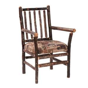   Spoke Back Upholstered Log Arm Chair 