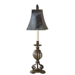   Galeana Buffet Lamp In Antique Bronze Iron & Mouth Blown Seeded Glass