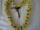 Graduation Wedding Crochet Blue/Yello​w Ribbon Yarn Lei