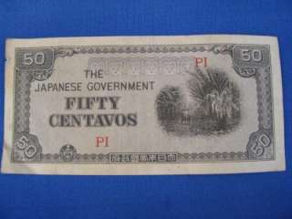 Japanese Government Fifty Centavos Rare Bill  