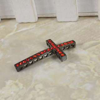 DIY Curved Side Ways Crystal Rhinestone Cross Bracelet Connector Charm 