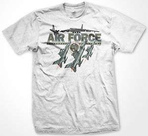US Air Force Mens T shirt American Armed Forces Flying Jets USA Crest 