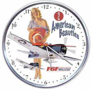 F6F Hellcat   WW II Aviation Nose Art Wall Clock  