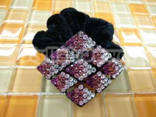 Multi Color Clear Swarovski Crystal Scrunchie Velvet Ponytail   Select 