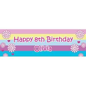  Flower Power Personalized Banner 18 Inch x 54 Inch All 
