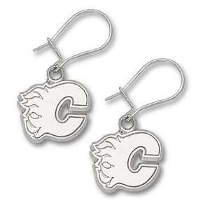   Calgary Flames sterling silver dangle earrings GEMaffair Jewelry