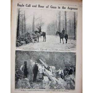   1915 WW1 Argonne French Bugler Gunners Soldiers Forest