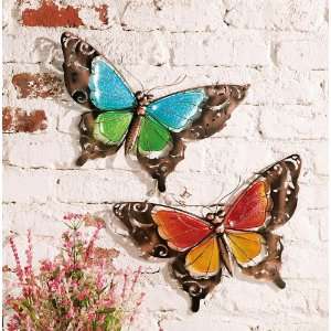 Set Of 2 Stained Glass Butterfly Decor Wall Art by Collections Etc