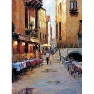 Bentley Art Liu Street Cafe After Rain Venice Canvas Giclee  
