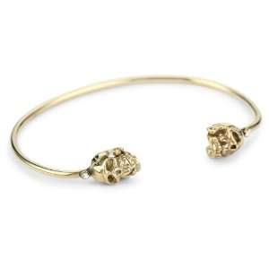  Mima Artesana Gold Plated Large Skull Cuff Bracelet 