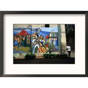  Woman Leaning Against a Wall with Mural in Old Havana 