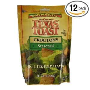 New York Texas Toast Croutons Seasoned, 5 Ounce Bags (Pack of 12)