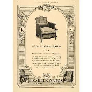 1919 Ad S. Karpen Furniture Upholstered Ornate Armchair   Original 