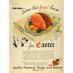  1933 Ad Swift & Co Premium Ham & Bacon Easter Feasting 