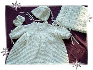 Boutique Crocheted Girl Christening 4 pc Outfit Beauty  