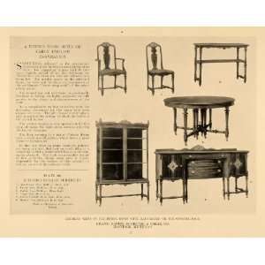  1918 Print Grand Rapids Bookcase Chair Dining Room Set 