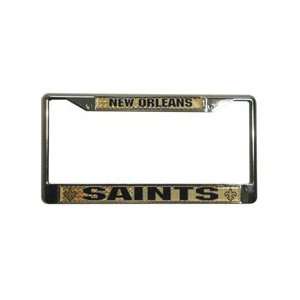  New Orleans Saints License Plate Dome Chrome Frame Sports 