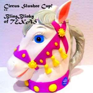 White Circus Pony Horse Horsey Equine Performer Trigger Slurpee Cup 