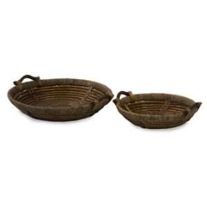 IMAX Oversized Willow Trays Willow Seagrass Poplar Wood Matching 