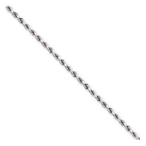    14K White Gold 2.9mm Diamond Cut Solid Rope Chain 20 Jewelry