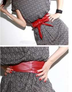 New Ladies Women Leather Wrap Corset Cinch Waist Wide Long Belt Bow 8 