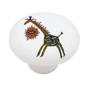  African Tribal Giraffe High Gloss Ceramic Drawer Knob 