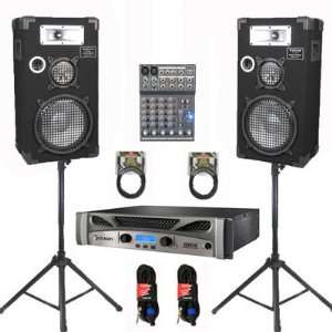   Way 10 Speakers, Mixer, Stands and Cables DJ Set New CROWNE1025SET2